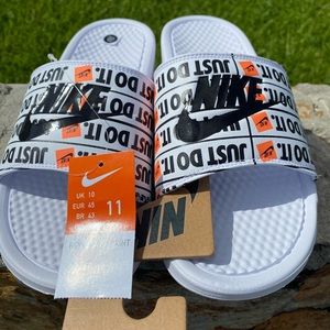 Nike Benassi JDI Print White/Black Men's Sz 11